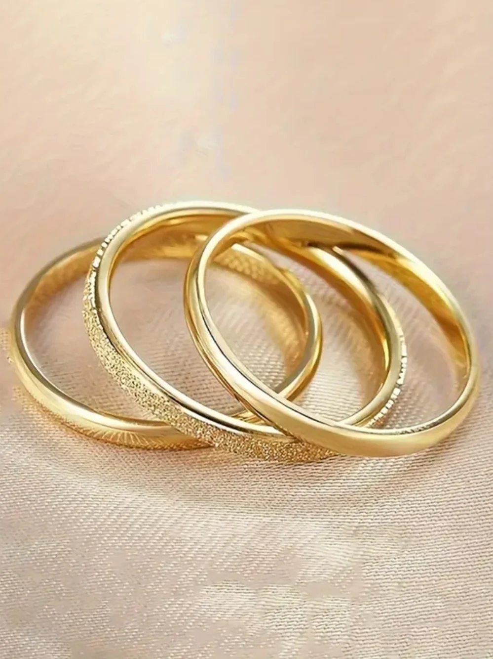 18 KT Gold Over Titanium Stacking Rings Set 7 - Picture 2 of 3